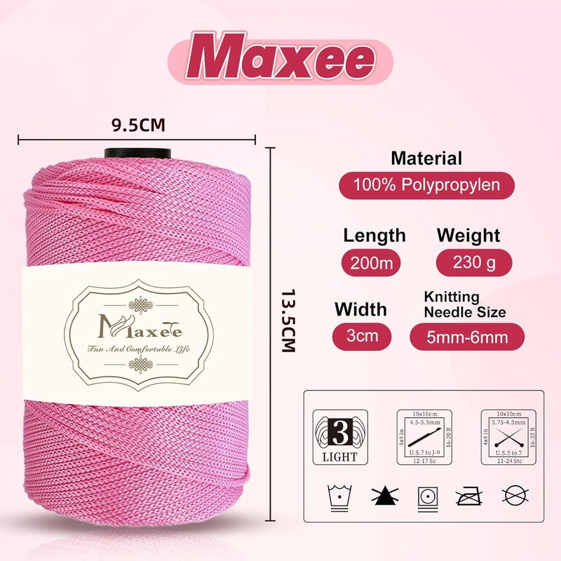 Maxee حبل ماكرامي بوليستر ممتاز 3 مم × 218 ياردة، حبل ماكرامي 100% بولي بروبيلين 3 مم، مثالي للحياكة، وتعليق الجدران، والحقائب، والسجاد، والحرف اليدوية DIY (بيج) - Image 3